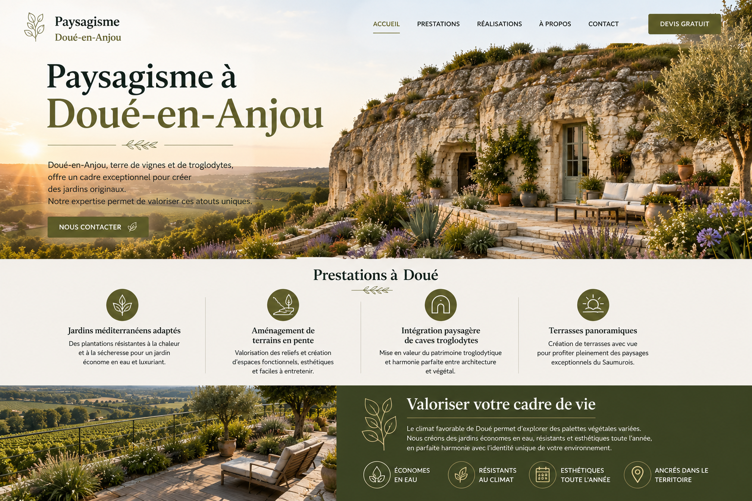 Paysagiste à Doué-en-Anjou : jardins en terre de vignes