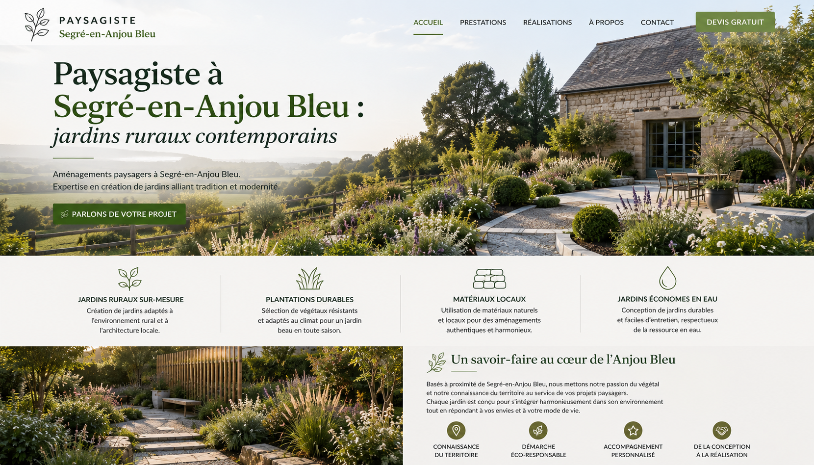 Paysagiste à Segré-en-Anjou Bleu : jardins ruraux contemporains