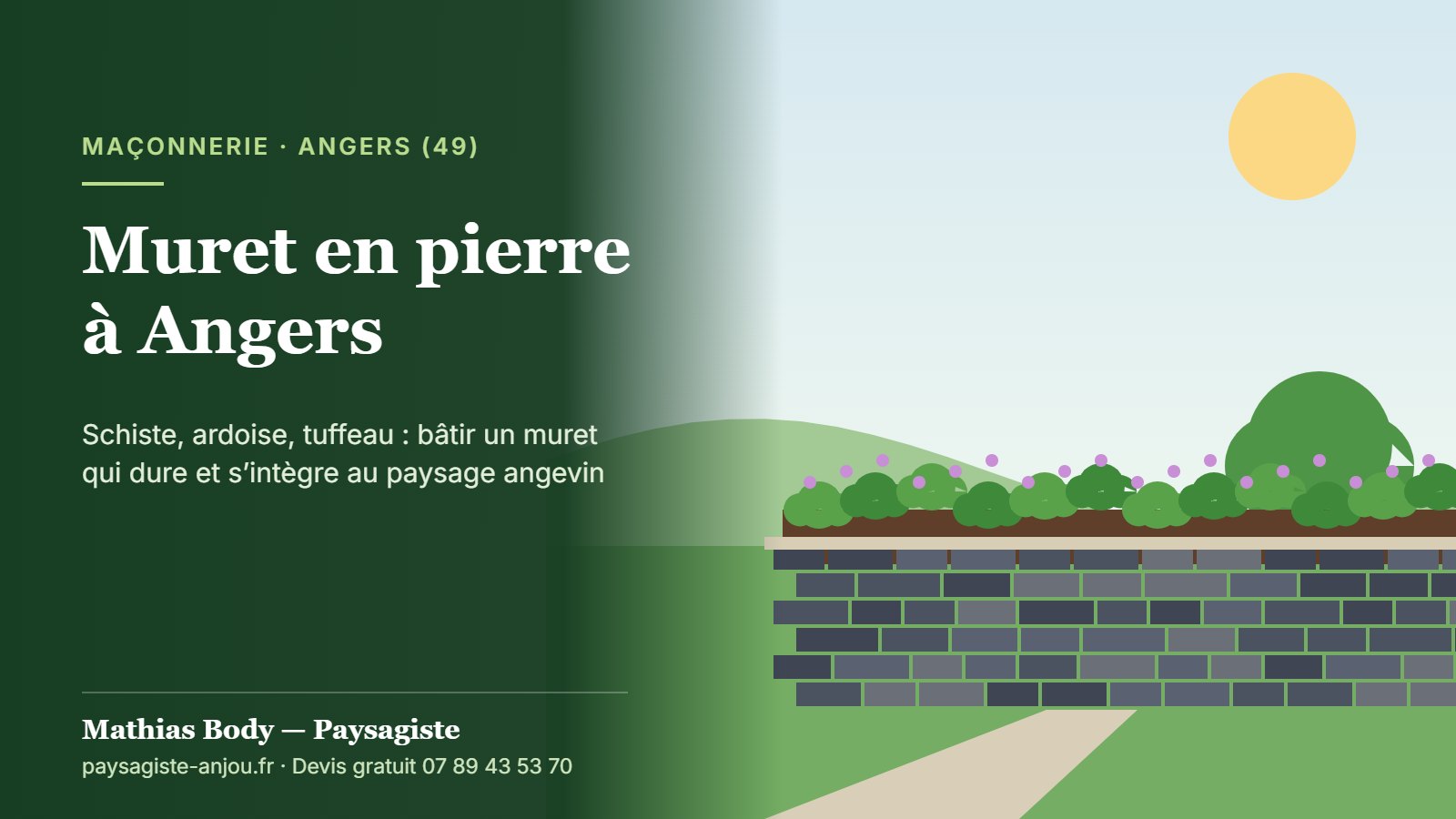 Muret en pierre à Angers : schiste, ardoise et maçonnerie